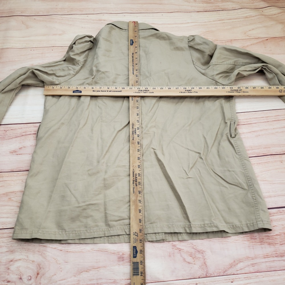 GAP Jacket Women XL Khaki Tan Cotton Linen Blend Utility Field Button Ladies - Picture 6 of 9
